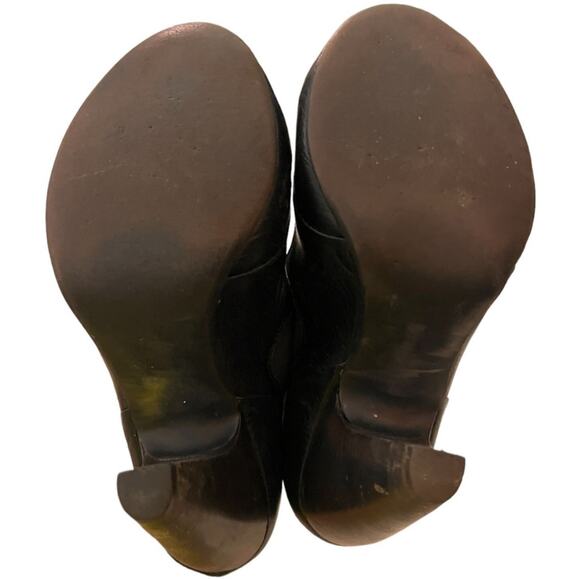 Anthropologie Biviel Spain Leather Round Toe Heels Shoes FLAWS SZ 8 Black Whimsy - Picture 6 of 11